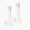Boucles D'oreilles Pendantes Giacomo Or Blanc Perle De Culture