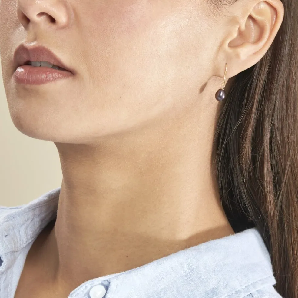 Boucles D'oreilles Pendantes Severiane Or Jaune Perle De Culture