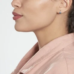 Boucles D'oreilles Pendantes Or Blanc Clothilde Topazes Oxydes