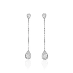 Boucles D'oreilles Pendantes Mariona Or Blanc Diamant
