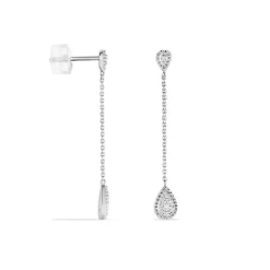 Boucles D'oreilles Pendantes Mariona Or Blanc Diamant