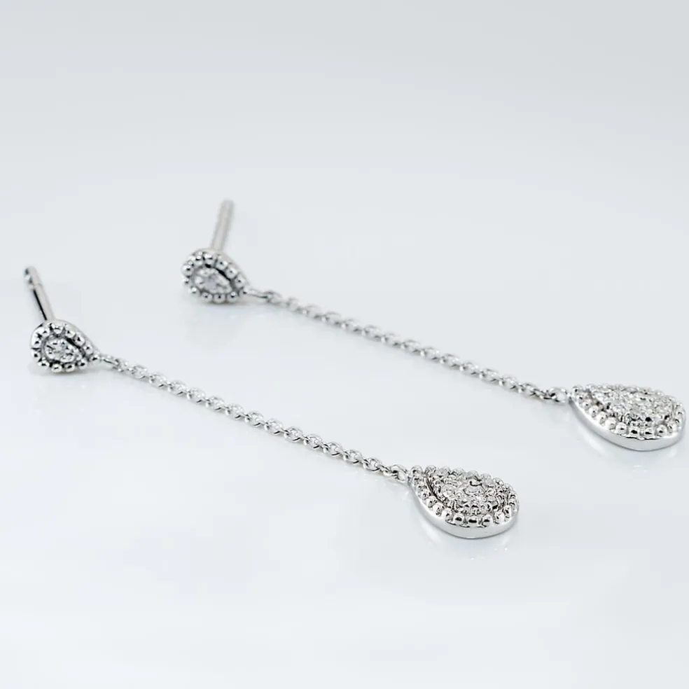 Boucles D'oreilles Pendantes Mariona Or Blanc Diamant
