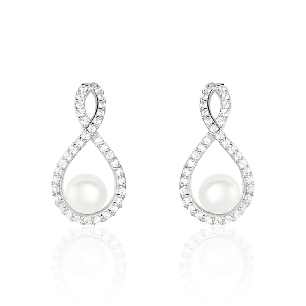 Boucles D'oreilles Pendantes Saja Argent Perle De Culture Et Oxyde