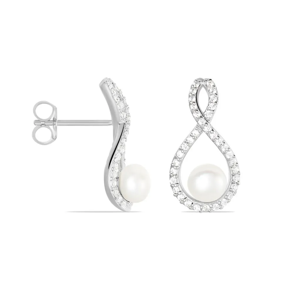 Boucles D'oreilles Pendantes Saja Argent Perle De Culture Et Oxyde