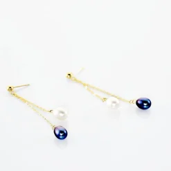 Boucles D'oreilles Pendantes Or Jaune Brayann Perles De Culture