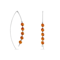 Boucles D'oreilles Pendantes Satu Argent Blanc Ambre