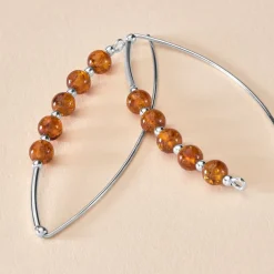 Boucles D'oreilles Pendantes Satu Argent Blanc Ambre