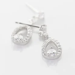 Boucles D'oreilles Pendantes Istanbul Argent Blanc Oxyde De Zirconium