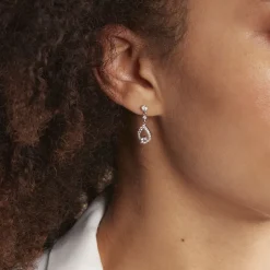 Boucles D'oreilles Pendantes Istanbul Argent Blanc Oxyde De Zirconium