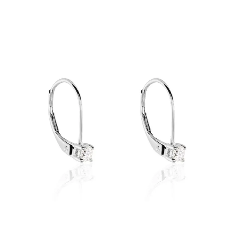 Boucles D'oreilles Pendantes Victoria Or Blanc Diamant