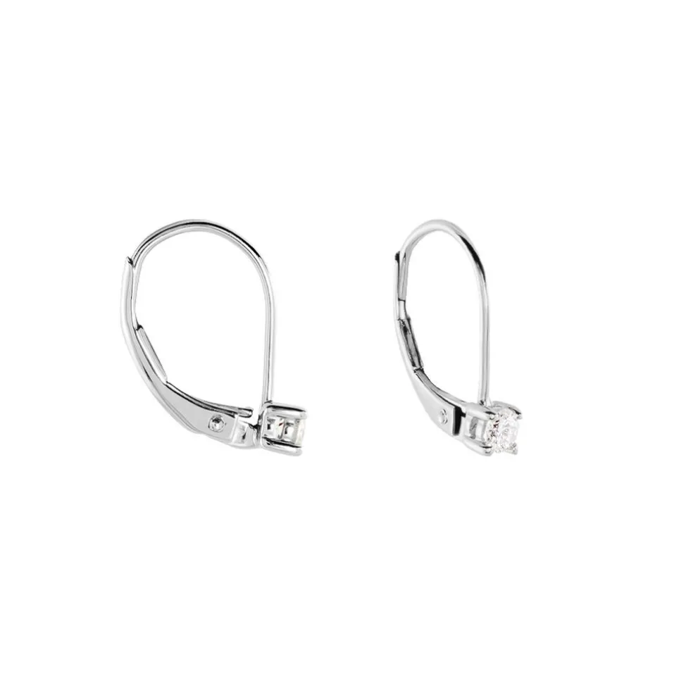 Boucles D'oreilles Pendantes Victoria Or Blanc Diamant