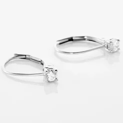 Boucles D'oreilles Pendantes Victoria Or Blanc Diamant