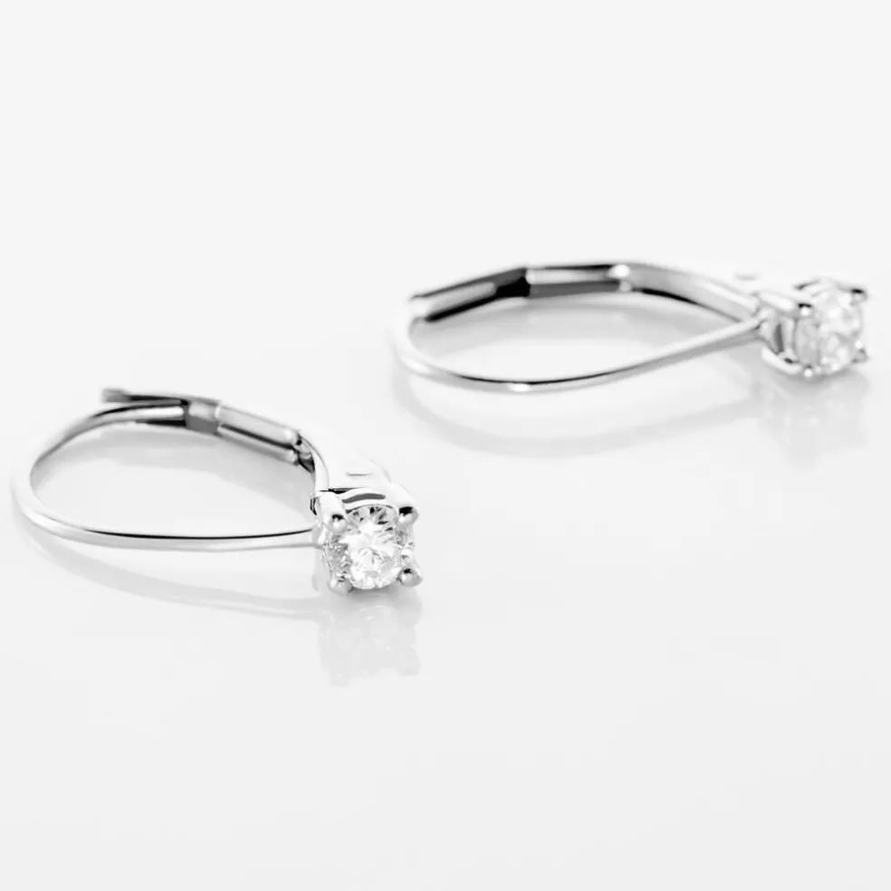 Boucles D'oreilles Pendantes Victoria Or Blanc Diamant