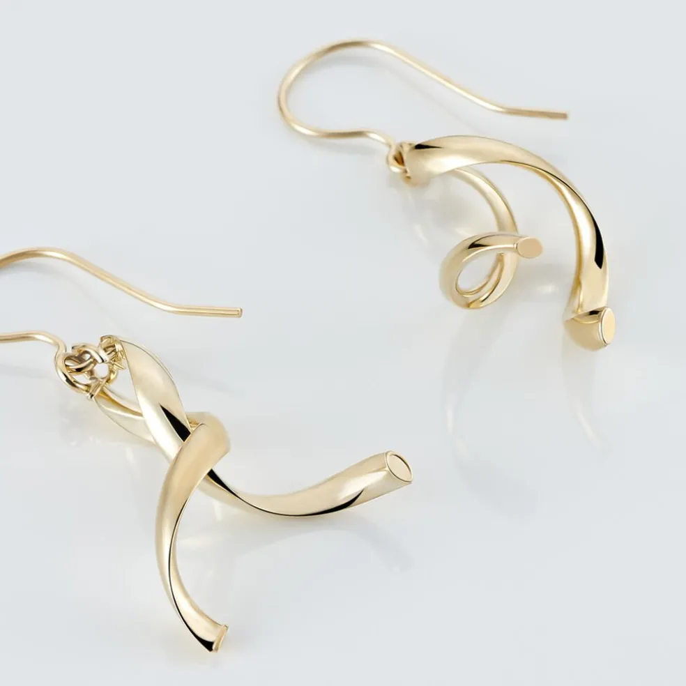 Boucles D'oreilles Pendantes Merone Vagues Or Jaune