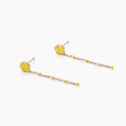 Boucles D'oreilles Pendantes Mimosa Argent Rose