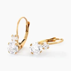 Boucles D'oreilles Pendantes Gulbeyaz Or Jaune Oxyde De Zirconium