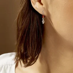 Boucles D'oreilles Pendantes Nolana Argent Blanc Ambre