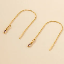 Boucles D'oreilles Pendantes Iris Or Jaune Améthyste Topaze