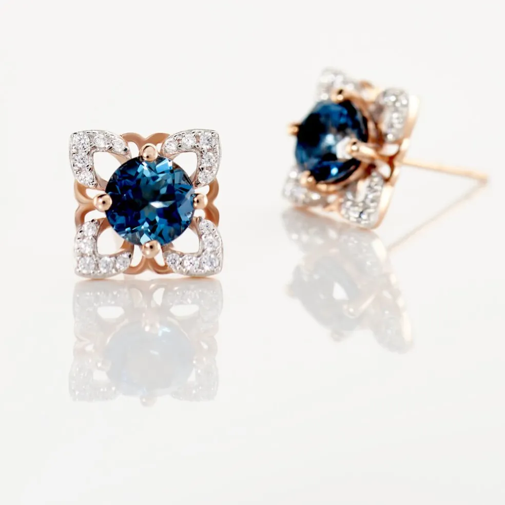 Boucles D'oreilles Pendantes Haia Or Rose Topaze Et Oxyde De Zirconium