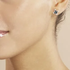 Boucles D'oreilles Pendantes Haia Or Rose Topaze Et Oxyde De Zirconium