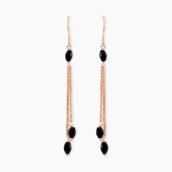 Boucles D'oreilles Pendantes Diamantine Argent Rose Pierre De Synthese