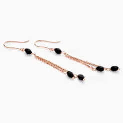 Boucles D'oreilles Pendantes Diamantine Argent Rose Pierre De Synthese