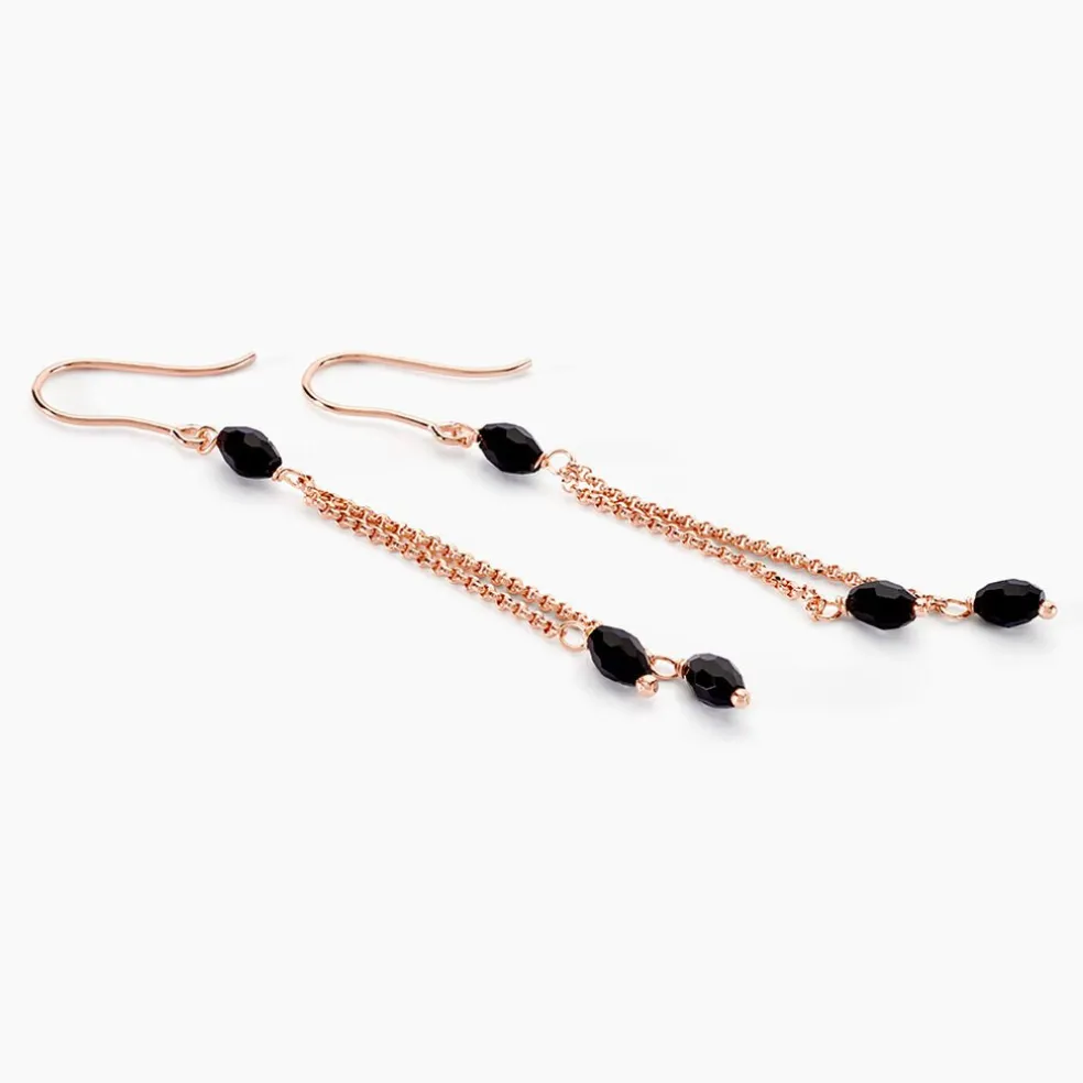 Boucles D'oreilles Pendantes Diamantine Argent Rose Pierre De Synthese