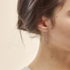 Boucles D'oreilles Pendantes Bartolomea Feuille Or Blanc