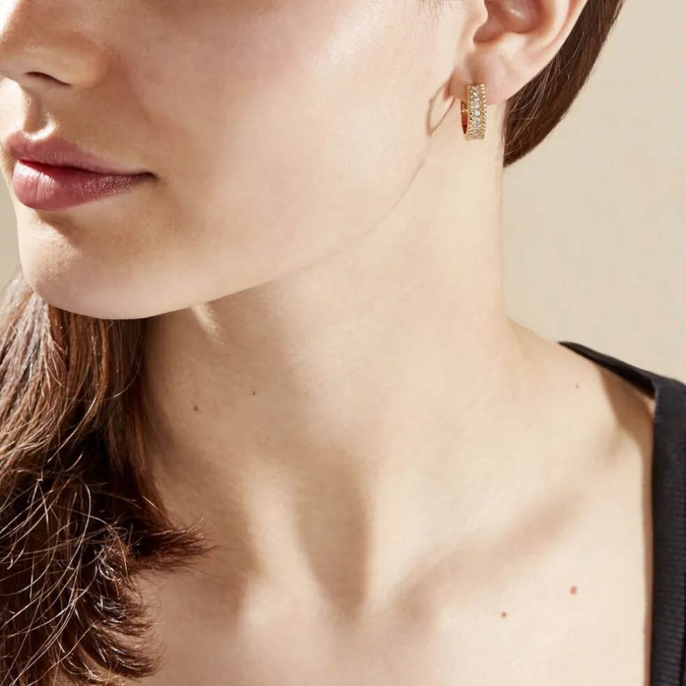 Boucles D'oreilles Pendantes Marie-baptistine Plaqué Or Oxyde