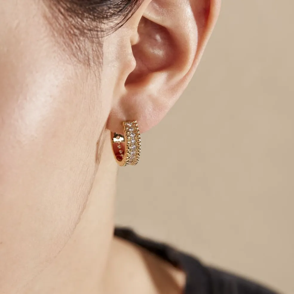 Boucles D'oreilles Pendantes Marie-baptistine Plaqué Or Oxyde