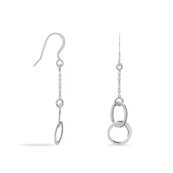 Boucles D'oreilles Pendantes Toi Et Moi Argent Blanc
