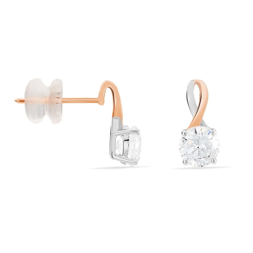Boucles D'oreilles Pendantes Micheline Or Bicolore Oxyde De Zirconium