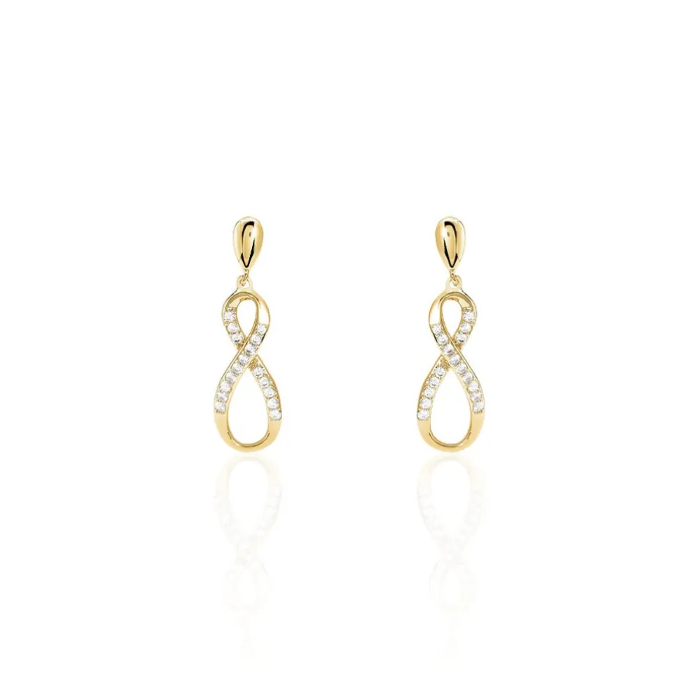 Boucles D'oreilles Pendantes Dunya Plaqué Or Jaune Oxyde De Zirconium