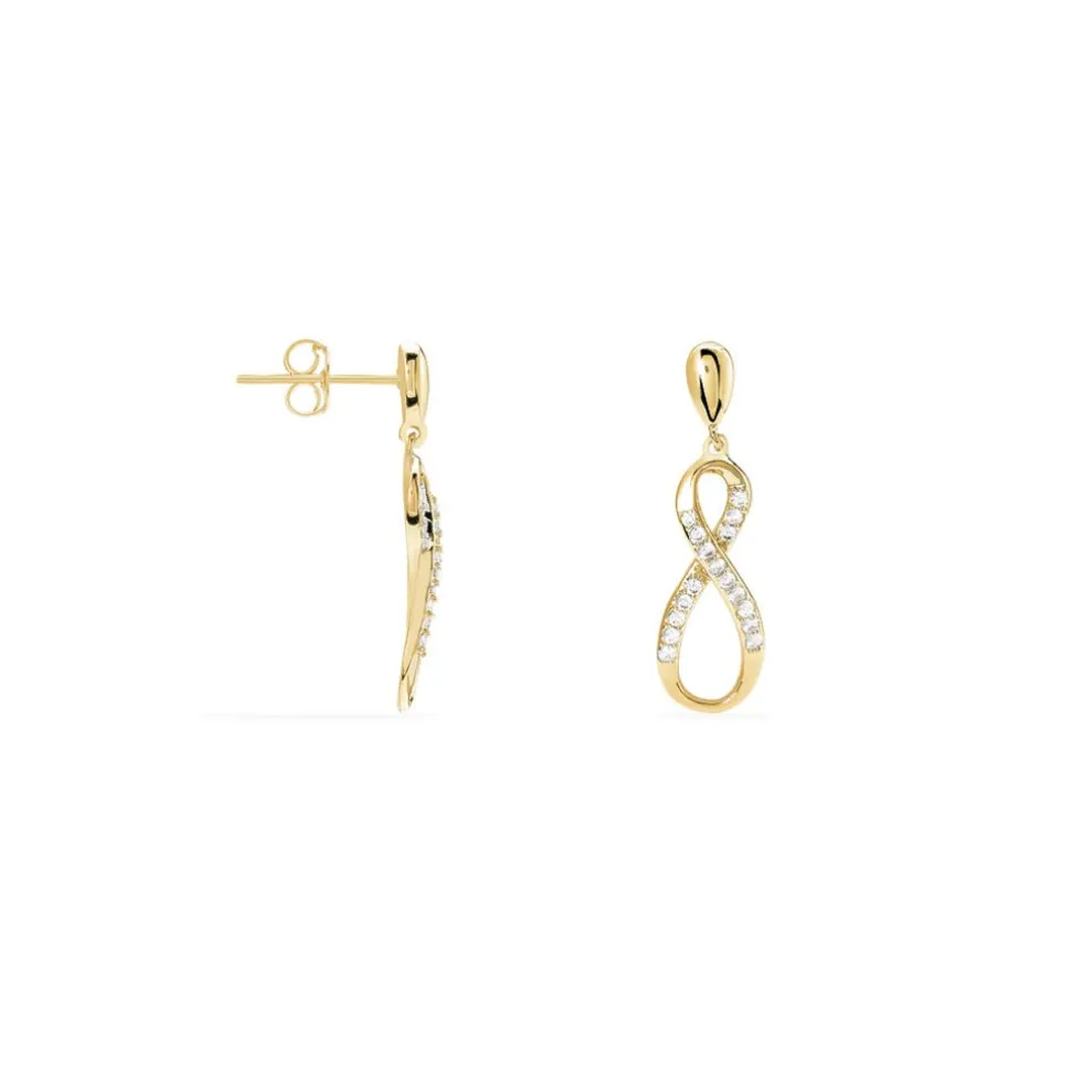Boucles D'oreilles Pendantes Dunya Plaqué Or Jaune Oxyde De Zirconium