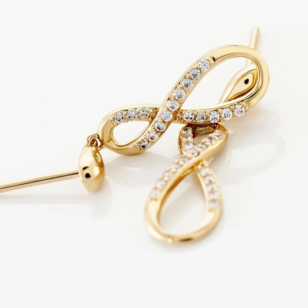 Boucles D'oreilles Pendantes Dunya Plaqué Or Jaune Oxyde De Zirconium