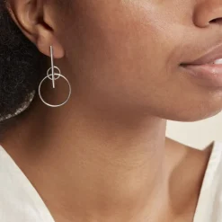 Boucles D'oreilles Pendantes Enissa Argent Blanc