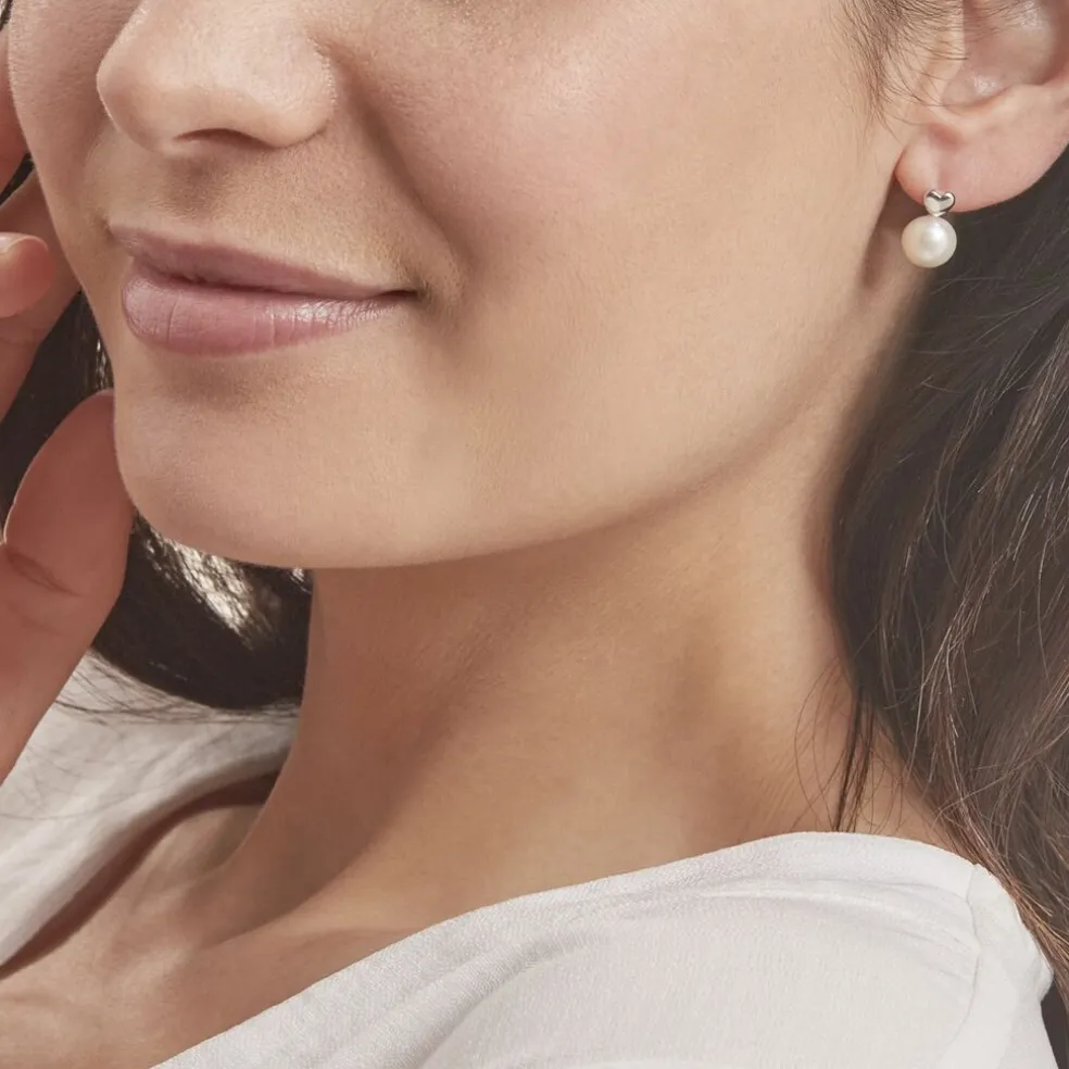 Boucles D'oreilles Pendantes Lorella Argent Blanc Perle De Culture