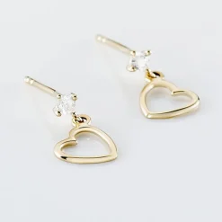 Boucles D'oreilles Pendantes Daria C艙ur Or Jaune