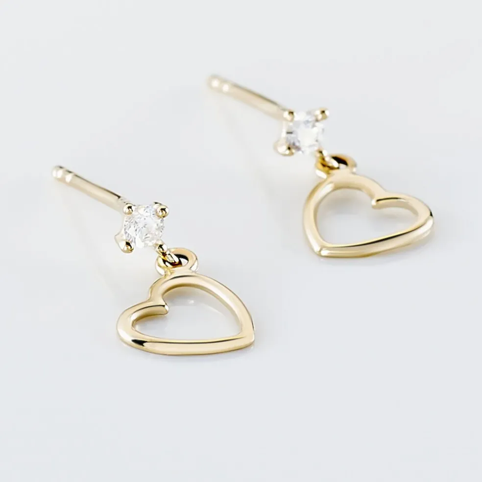 Boucles D'oreilles Pendantes Daria C艙ur Or Jaune