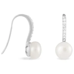Boucles D'oreilles Pendantes Gwaldys Argent  Perle De Culture Et Oxyde
