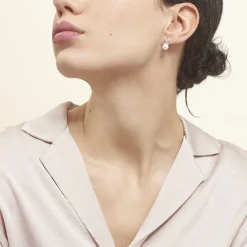 Boucles D'oreilles Pendantes Sathine Argent Perle De Culture Et Oxyde