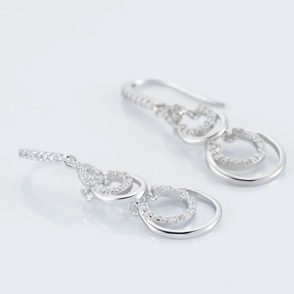 Boucles D'oreilles Pendantes Greta Argent Blanc