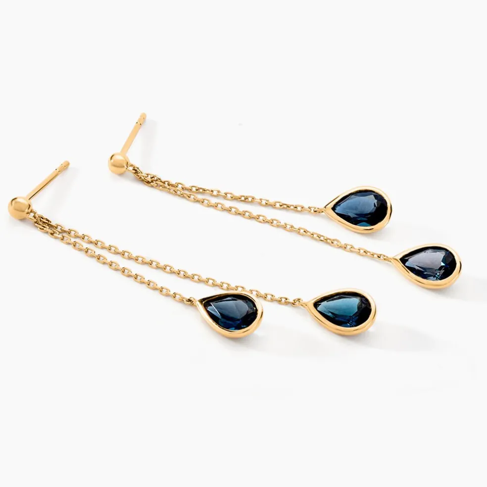 Boucles D'oreilles Pendantes Or Jaune Carlyn Topaze