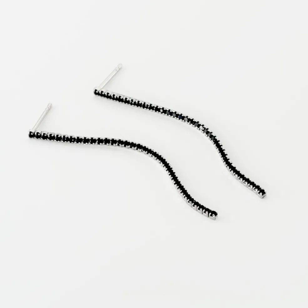 Boucles D'oreilles Pendantes Lou-anne Argent Blanc Oxyde Noir