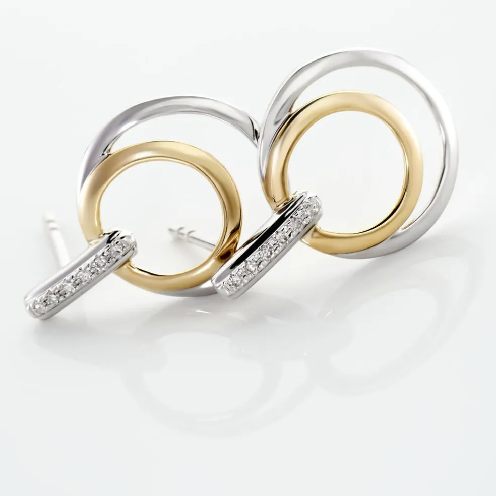 Boucles D'oreilles Pendantes Or Bicolore Eloisia Diamants