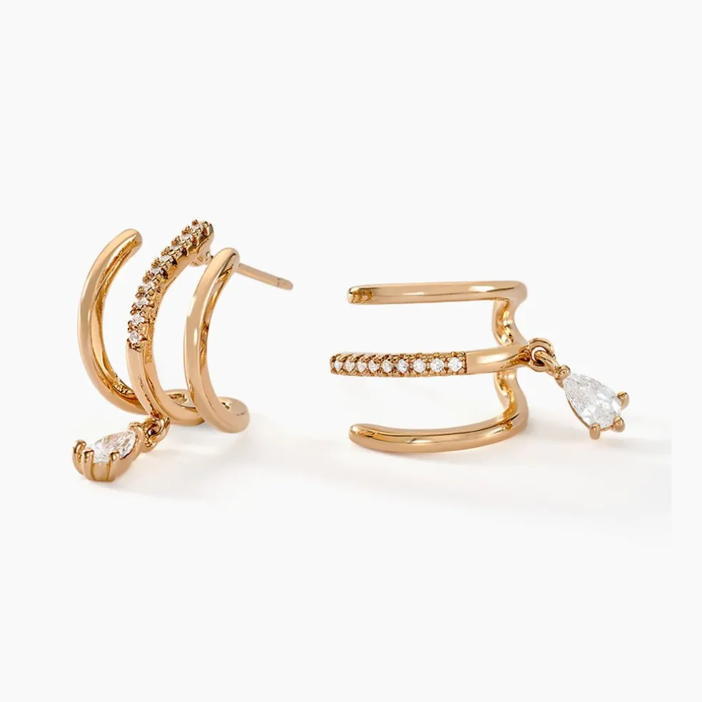 Boucles D'oreilles Pendantes Louelia Plaqué Or Doré Oxyde De Zirconium