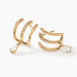 Boucles D'oreilles Pendantes Louelia Plaqué Or Doré Oxyde De Zirconium