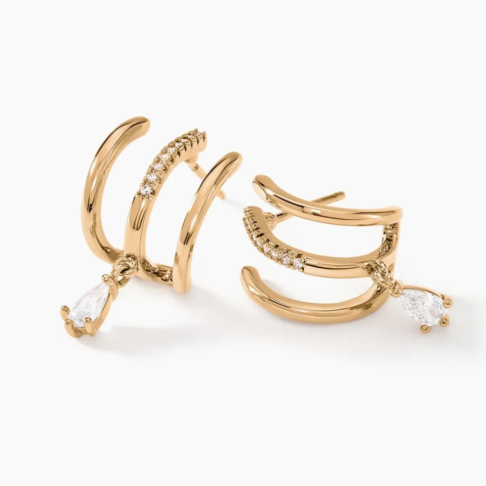 Boucles D'oreilles Pendantes Louelia Plaqué Or Doré Oxyde De Zirconium