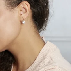 Boucles D'oreilles Pendantes Oxyde Rond Or Jaune Oxyde De Zirconium