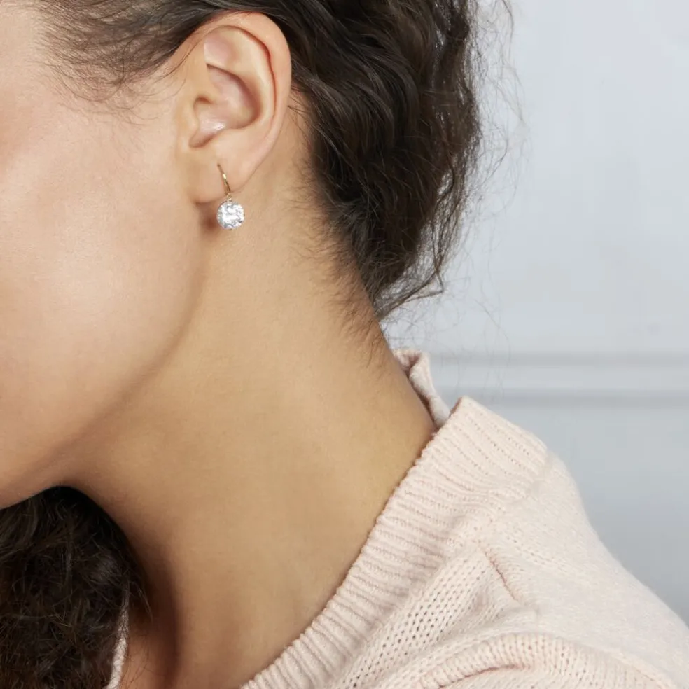 Boucles D'oreilles Pendantes Oxyde Rond Or Jaune Oxyde De Zirconium